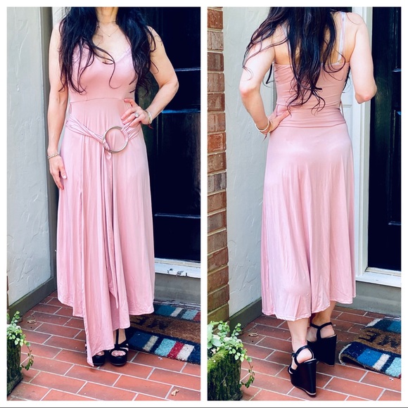Gorgeous Rose Tank belted Asymmetrical Hem dress - Picture 2 of 9
